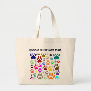 German Shepherd Mum Dog Paw Prints Large Tote Bag