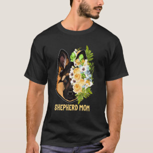 German Shepherd Mum Flowers Apparel Shepherd Mama T-Shirt