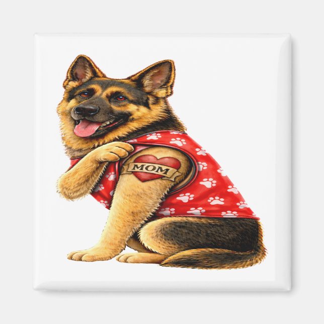 German Shepherd Mum Tattoo Magnet (Front)