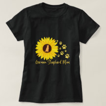 German Shepherd Mum with Sunflower and Paw Prints