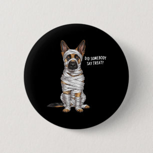 German Shepherd Mummy Halloween Dog 6 Cm Round Badge