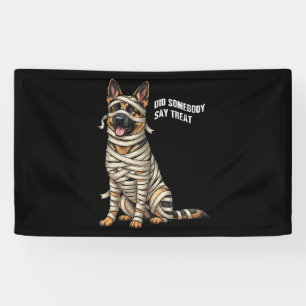 German Shepherd Mummy Halloween Dog  Banner