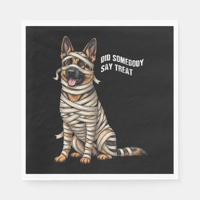 German Shepherd Mummy Halloween Dog  Napkin (Front)