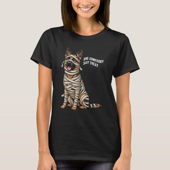 German Shepherd Mummy Halloween Dog  T-Shirt (Front)