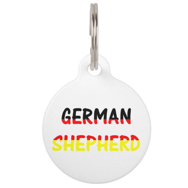 german shepherd name in flag pet tag (Front)