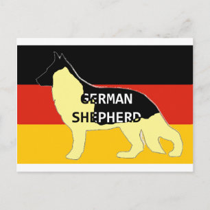 german shepherd name silhouette on flag black and postcard