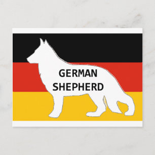 german shepherd name silhouette on flag white postcard