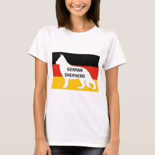 german shepherd name silhouette on flag white T-Shirt