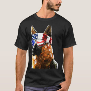 German Shepherd Of July Patriotic American Flag T-Shirt