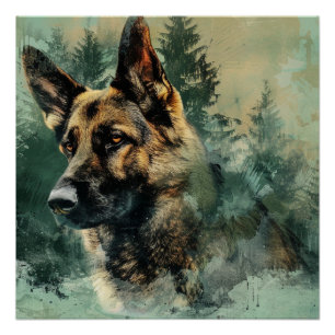 German Shepherd Oil Poster