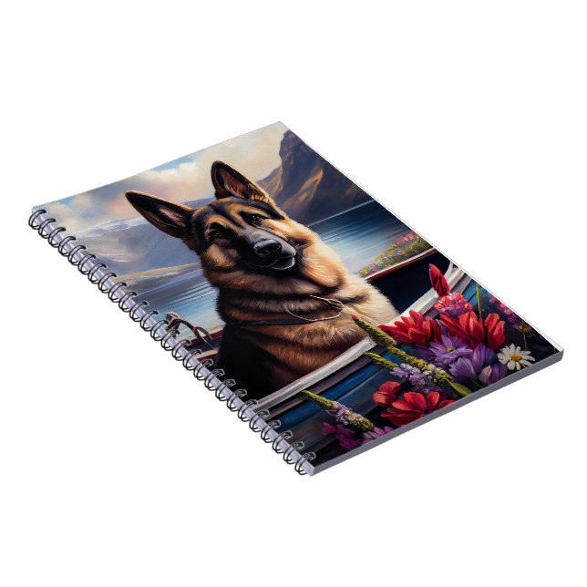 German Shepherd on a Paddle: A Scenic Adventure Notebook (Right Side)