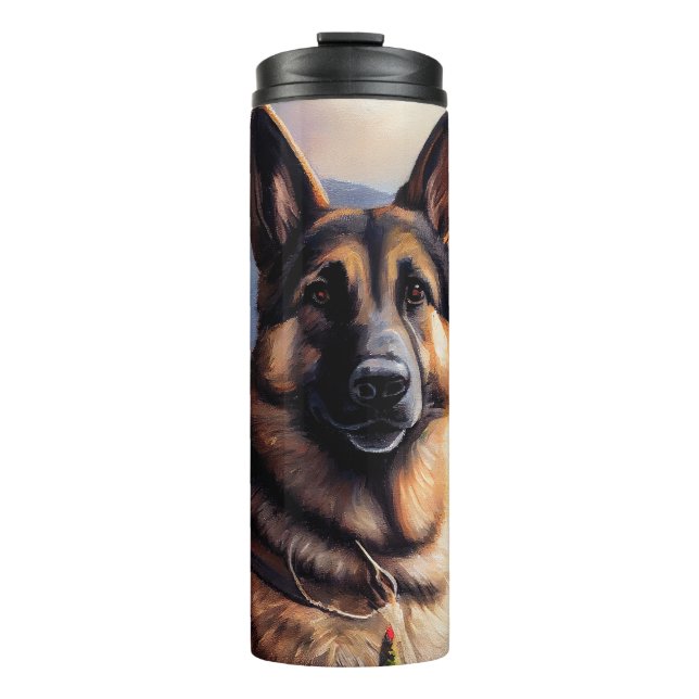 German Shepherd on a Paddle: A Scenic Adventure Thermal Tumbler (Front)