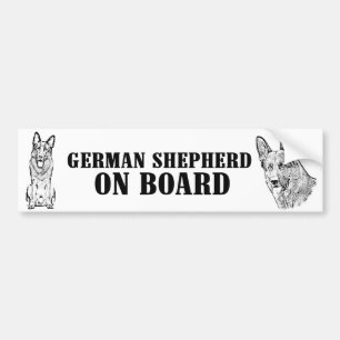 German Shepherd on Board Bumper Sticker