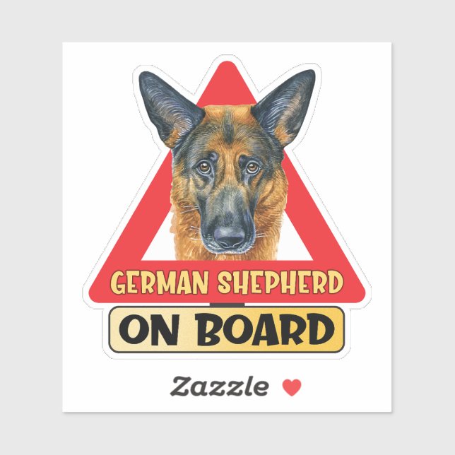 German Shepherd On Board Red Triangle Traffic Sign (Sheet)