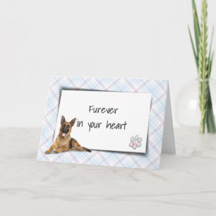German Shepherd On Plaid Pet Loss Sympathy Card
