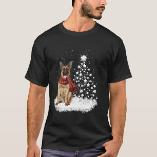 German Shepherd On Snow Christmas Tree Lighting Sc T-Shirt
