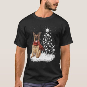 German Shepherd On Snow Christmas Tree Lighting Sc T-Shirt