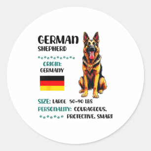 German Shepherd Origin Funny German Shepherd Lover Classic Round Sticker