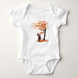 German Shepherd Owl And Fall Tree Dog Owner Autumn Baby Bodysuit