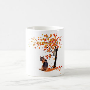 German Shepherd Owl And Fall Tree Dog Owner Autumn Coffee Mug