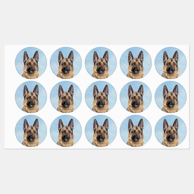 German Shepherd Painting - Cute Original Dog Art (Sheet)