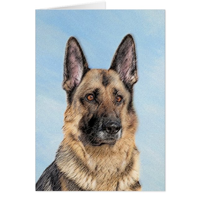 German Shepherd Painting - Cute Original Dog Art (Front)