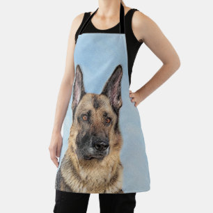 German Shepherd Painting - Cute Original Dog Art Apron