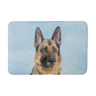 German Shepherd Painting - Cute Original Dog Art Bath Mat