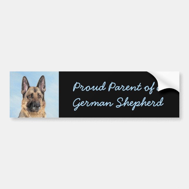 German Shepherd Painting - Cute Original Dog Art Bumper Sticker (Front)