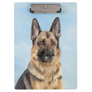 German Shepherd Painting - Cute Original Dog Art Clipboard