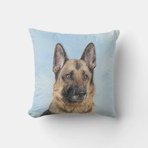 German Shepherd Painting - Cute Original Dog Art Cushion