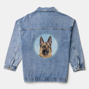 German Shepherd Painting - Cute Original Dog Art Denim Jacket