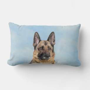 German Shepherd Painting - Cute Original Dog Art Lumbar Cushion