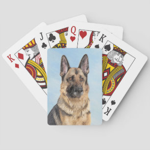 German Shepherd Painting - Cute Original Dog Art Playing Cards