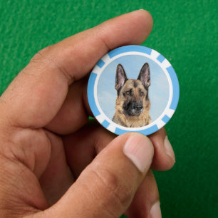 German Shepherd Painting - Cute Original Dog Art Poker Chips