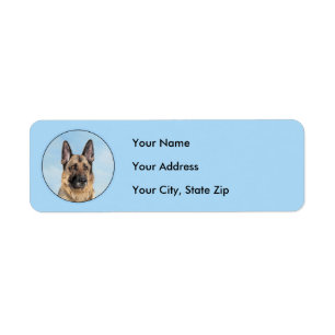 German Shepherd Painting - Cute Original Dog Art Return Address Label