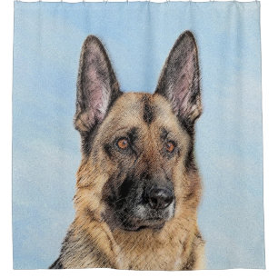 German Shepherd Painting - Cute Original Dog Art Shower Curtain
