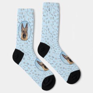 German Shepherd Painting - Cute Original Dog Art Socks