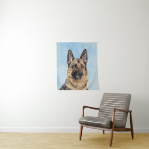German Shepherd Painting - Cute Original Dog Art Tapestry