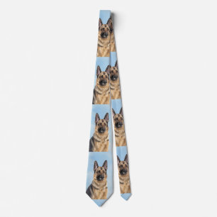 German Shepherd Painting - Cute Original Dog Art Tie