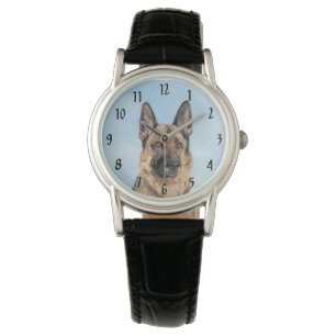 German Shepherd Painting - Cute Original Dog Art Watch