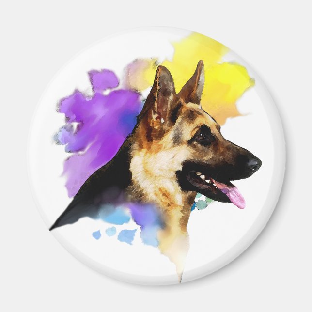 German Shepherd  Painting Magnet (Front)