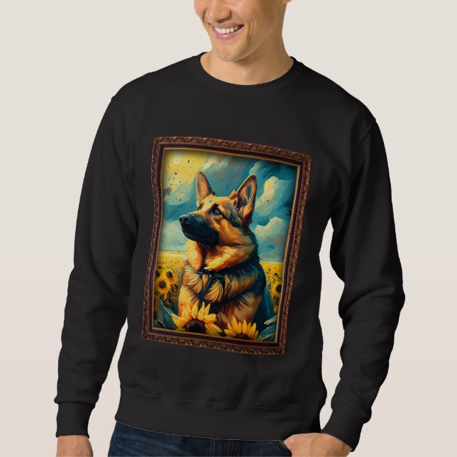 German Shepherd Painting Sunflower Flower Mom Wome Sweatshirt (Front)