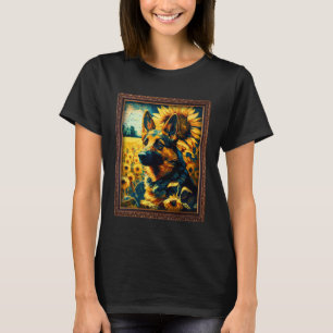 German Shepherd Painting Sunflower Flower Mom Wome T-Shirt