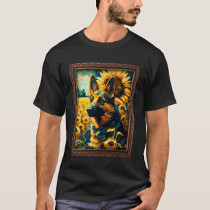 German Shepherd Painting Sunflower Flower Mum Wome T-Shirt