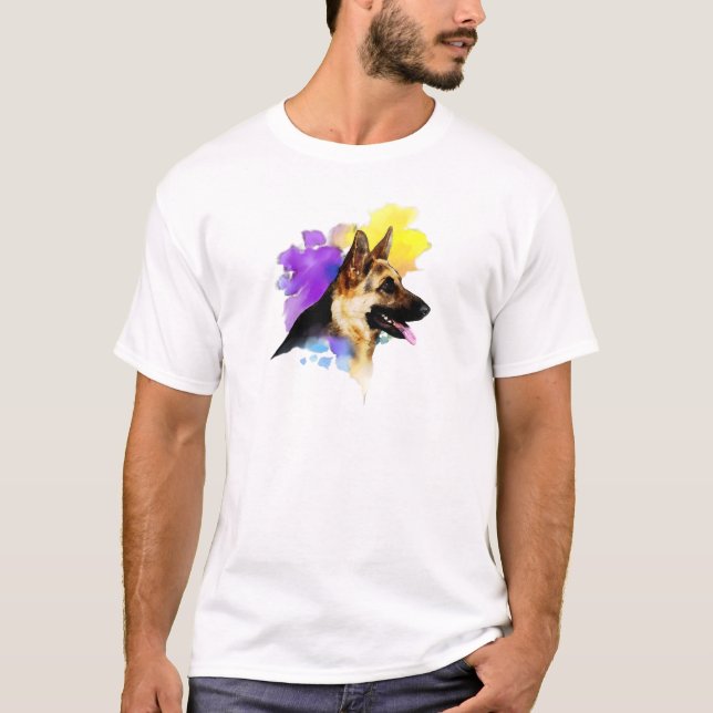 German Shepherd  Painting T-Shirt (Front)