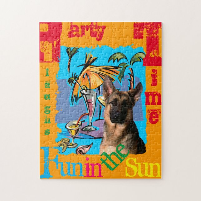 German Shepherd PartyTime Jigsaw Puzzle (Vertical)