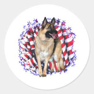 German Shepherd Patriot Classic Round Sticker