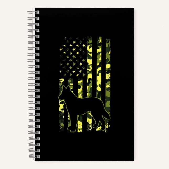German Shepherd Patriotic Dog Notebook (Front)