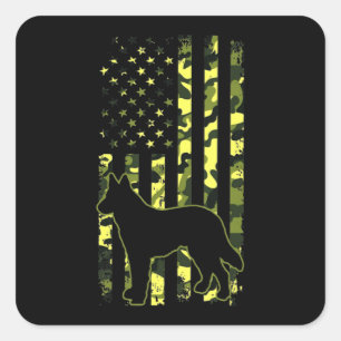 German Shepherd Patriotic Dog Square Sticker